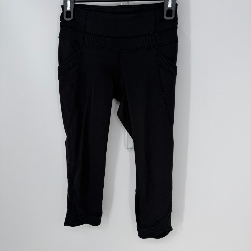 Lululemon Speed Up Crop Leggings Women 4 Black Pocket Athletic Yoga Gorpcore Y2K